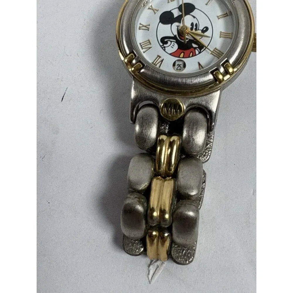 Disney Time Works Mickey Mouse Ladies Quartz Watch Date Two Tone Japan